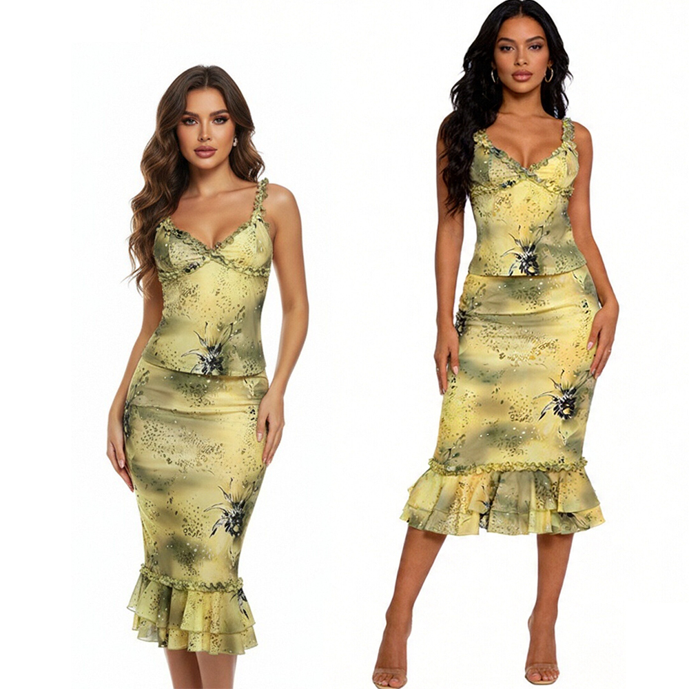 Women's Dress 2 Piece Floral P - огляд і ціна Midi Skirt Floral