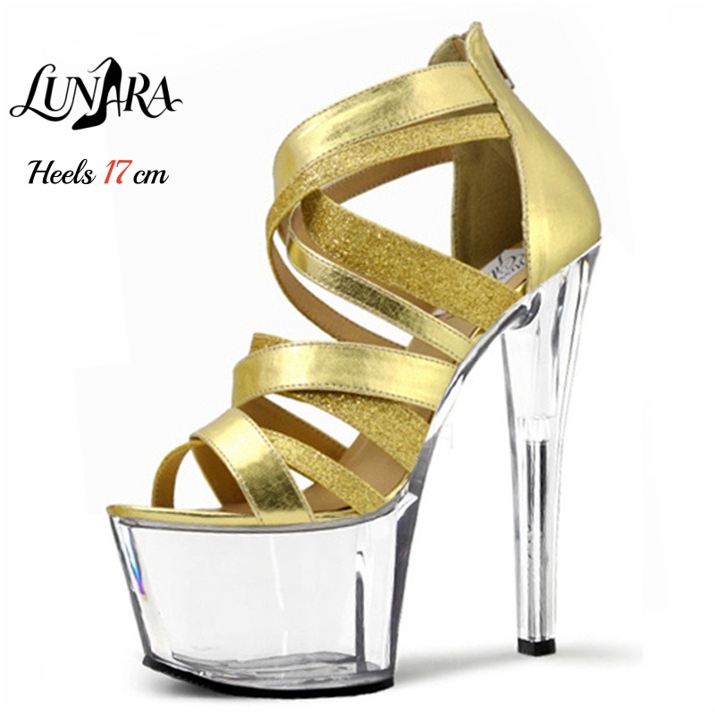 17cm/7Inch Gold Metallic Strap - огляд і ціна Sandal Strappy Heeled